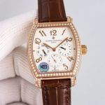 Vacheron Constantin Malte Tonneau 9100 Movement 316L Steel Italian Calfskin Strap Rose Gold/Silver Case Watch